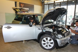Faudzina Khamis's 12-year-old MINI getting some tender loving care